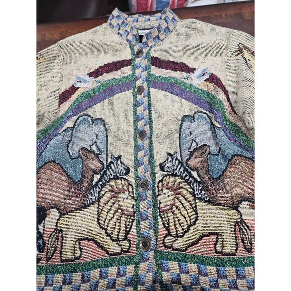 Vintage Sugar Street Weavers Noah’s Ark Tapestry Jacket One Size Cotton Animals - Picture 4 of 7